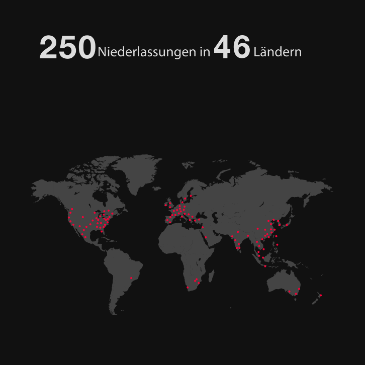 240 Niederlassungen in 46 Ländern