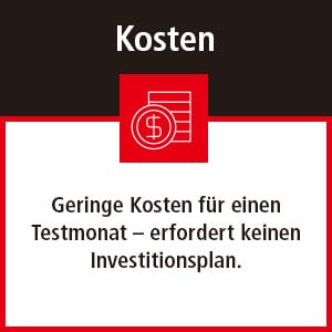 [Kosten]Geringe Kosten für einen Testmonat – erfordert keinen Investitionsplan.